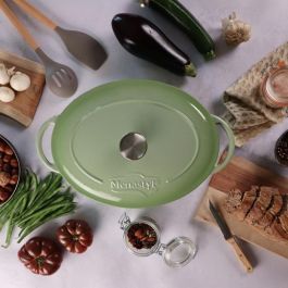 Menastyl 6020072 Cacerola Redonda de Hierro Fundido Esmaltado Verde 6,5 Litros Menastyl 6020072 Cacerola Redonda de Hierro Fundido Esmaltado Verde 6,5 Litros