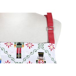 DKD Home Decor Delantal de Navidad Moderno Cascanueces Set de 2, Algodón y Poliéster, Rojo, Verde, Blanco, Beige, 60 x 80 cm