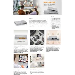Zyxel MG-105 Switch No Administrado de 5 Puertos 2.5G Ethernet Montaje de Pared
