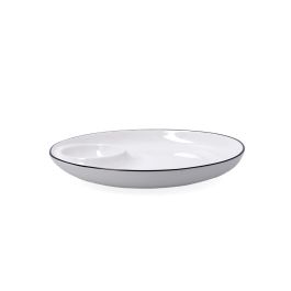 Quid Plato Dipear Gastro Black de Porcelana 25 cm Blanco y Negro (12 Unidades) Apto Lavavajillas y Microondas