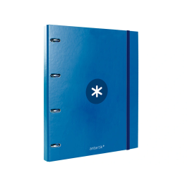 Antartik Carpeta con Recambio A4 Cuadro 5mm Forrada 4 Anillas 25mm Redondas Color Azul Marino 100 Hojas 100g