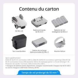 Dron plegable DJI Mini 4K Fly More Combo - Blanco - Duración de la batería 31 min - Alcance +1000 m Dron plegable DJI Mini 4K Fly More Combo - Blanco - Duración de la batería 31 min - Alcance +1000 m