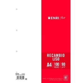 Enri Recambio Plus 100H A4 90 gr Liso 4 Taladros Blanco Precio: 1.79000019. SKU: B12GB39SC7