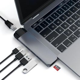 Satechi Type-C Pro Hub Adapter USB-C con HDMI 4K, Gigabit Ethernet, USB 3.0, Micro SD para MacBook Pro 13" 15"