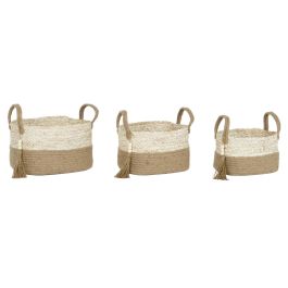 Cesta Moderno DKD Home Decor Natural Marron Claro 30 x 33 x 41 cm Set de 3