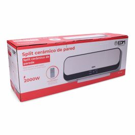 Edm Calefactor Split Cerámico de Pared 1000-2000W con Mando a Distancia, Programador y Pantalla LED 55.7x14.4x18.5 cm
