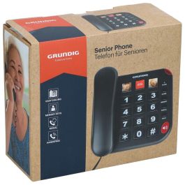 Grundig Teléfono Fijo Senior con Manos Libres y Registro de Contactos de Emergencia, 19x17.5x8 cm