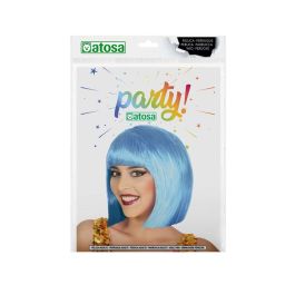 Peluca Corta Lisa Azul Eléctrico Con Flequillo Bob para Disfraces y Eventos