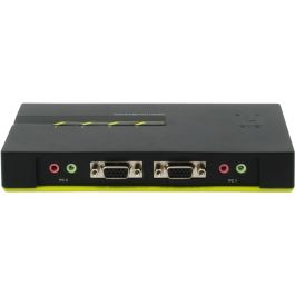 LevelOne Switch KVM 4 Puertos VGA USB Audio 2048x1536 Pixeles Negro Verde
