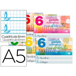 Libreta Liderpapel Pautaguia Tapa Cartoncillo 32 Hojas Din A5 70 gr Cuadriculado Pautado 6 mm Apaisado 10 unidades