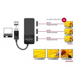 DeLOCK Splitter DisplayPort 1.4 - 1 Entrada a 3 Salidas DisplayPort