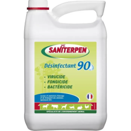 Saniterpen Desinfectante 90 Alto Rendimiento 5L Para Hábitat, Vehículos y Transporte Animal Precio: 119.59000031. SKU: B1J7A57AKK