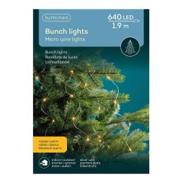 Lumineo Guirnalda LED Exterior IP44, 640 LEDs Fijos Luz Cálida, 32 Tiras de 1,9 m, Cable 5 m, Total 6,9 m, Temporizador 8h/16h, para Árbol