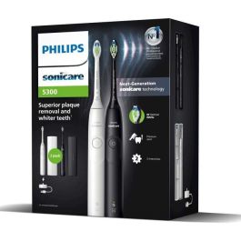 Philips HX7109/01 - Cepillo de Dientes Eléctrico Sónico Sonicare Serie 5300, Pack Doble con Dos Mangos en Blanco y Negro Philips HX7109/01 - Cepillo de Dientes Eléctrico Sónico Sonicare Serie 5300, Pack Doble con Dos Mangos en Blanco y Negro