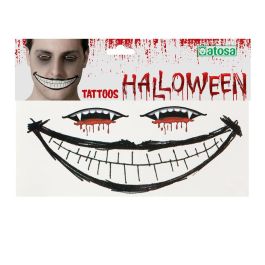 Tatuaje Facial De Sonrisa Macabra Y Ojos Dibujados Para Disfraces De Payaso Diabólico Y Looks Escalofriantes