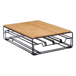 Kinvara Portacápsulas Metal y Bambú para 32 Cápsulas Nespresso Pequeña 21x7.5x31 cm (Set de 6)