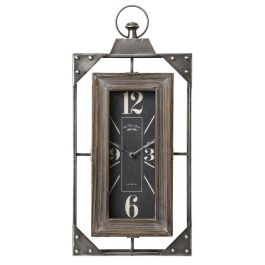 DKD Home Decor Reloj de Pared Gris 6.5 x 61 x 29 cm Loft Hierro y Madera