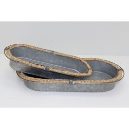 DKD Home Decor Centro de Mesa Cottage Gris Marrón de Hierro y Fibra - 26L x 7A x 51AN cm - Set de 2 Precio: 23.82006. SKU: S3027734
