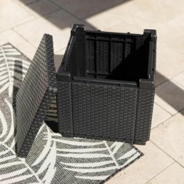 ALLIBERT by KETER Mesa Cubo de Almacenamiento para Jardín, Diseño de Mimbre Tejida en Grafito, con 60 Litros de Capacidad, 42x42x39 cm ALLIBERT by KETER Mesa Cubo de Almacenamiento para Jardín, Diseño de Mimbre Tejida en Grafito, con 60 Litros de Capacidad, 42x42x39 cm