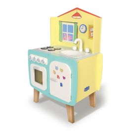 DEQUBE Cocina de Madera Peppa Pig 45x70x30cm. Con horno, grifo y fuegos. Juguete educativo con cantos redondeados para niños +2 años.