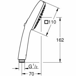 Grohe 263972431 Rociador de ducha Vitalio Comfort 110, 2 chorros (Lluvia/Estimulante), Fácil selección, Ahorro de agua, Negro Mate