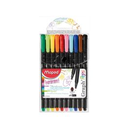 Rotulador Maped Punta De Metal Graph Peps Fine Liner Estuche De 10 Colores Surtidos