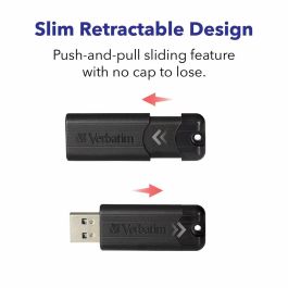VERBATIM PENDRIVE PINSTRIPE 32GB HIGH SPEED RETRACTIL USB 3.2 NEGRO