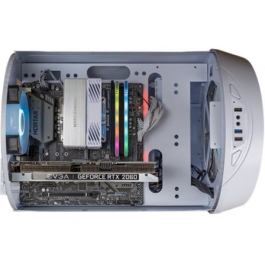 Mars gaming Caja MicroATX MCCYLON Blanca, Caja Gaming Futurista Tipo Turbina con Ventana Panorámica