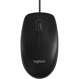 Logitech B100 Ratón Óptico USB Negro para Negocios, 800 DPI, Ergonómico Ambidextro, Conexión USB-A Plug & Play