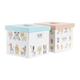 DKD Home Decor Best friends Surtido de 6 Figuras Decorativas para Niños, León y Mapache, Blanco/Multicolor, MDF, 11.5 x 11 x 11.5 cm