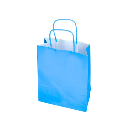 Q-connect Bolsa Papel Celeste M con Asa Retorcida 270x370x120 mm