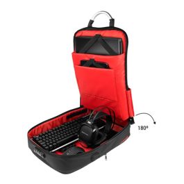 Mars Gaming MB2 Mochila Antirrobo TSA Impermeable para Portátil 17.3 pulgadas con Puerto USB, Convertible a Maletín Gris/Roja