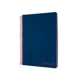 Cuaderno Espiral Liderpapel A4 Micro Wonder Tapa Plastico 120H 90 gr Cuadro 5 mm 5 Banda4 Taladros Color Azul Marino