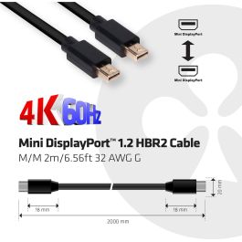 Club3D 1.2 HBR2 21.6Gb/s Cable Mini DisplayPort a Mini DisplayPort 2m 4K60Hz Macho/Macho, Negro