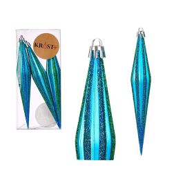 Set 3 Adornos Navidad Alargados Turquesa 17 cm Krist+ - PVC Azul Verde (12 Unidades) Precio: 59.69000059. SKU: B1EK2ML5VT