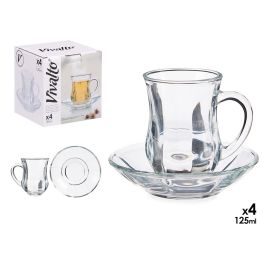 Vivalto Set 4 Tazas de Vidrio con Plato Liso 125 ml (14x15x13 cm) (Set de 12) Precio: 58.49999947. SKU: S3609847