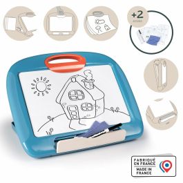 Smoby SMO3032164107131 Pizarra portátil 3 usos diferentes: rotulador borrable, 4 páginas para colorear y paño de limpieza
