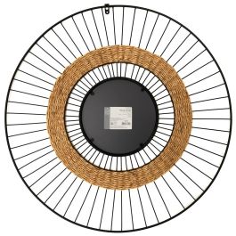 Home Deco Factory Espejo Mirage de Alambre y Junco para Pared, Diámetro 60 cm