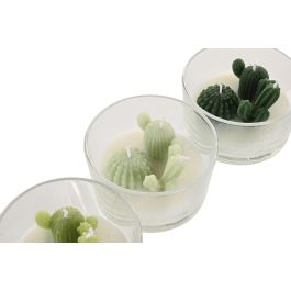 DKD Home Decor Vela Tropical Blanco Verde Cera Parafina Cristal 10 x 6 x 10 cm (12 Unidades)