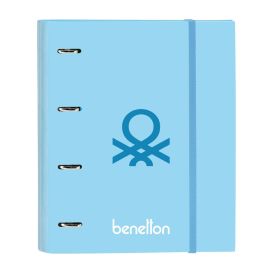 Benetton Carpeta 4 Anillas 35mm Sequins con Recambio, Azul Claro, Poliéster 600D, para Niños +3 Años