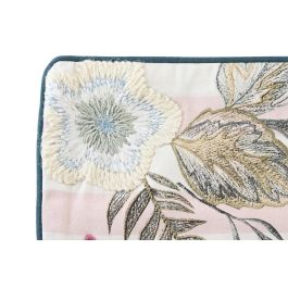 DKD Home Decor Funda Cojín Decorativa Tropical Verde Rosa de Poliéster 50x50 cm con Cremallera Oculta para Salón o Dormitorio
