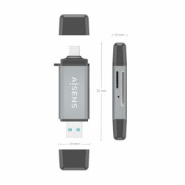 AISENS ASCR-2AC11-GR Lector de Tarjetas USB 3.2 Gen 1 (3.1 Gen 1) Type-A/Type-C para SD/Micro SD/MMC Gris