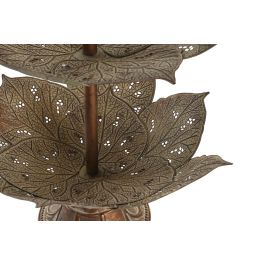 DKD Home Decor Frutero Tropical de Metal Dorado con Diseño Hoja y 3 Pisos - 80 cm Alto x 42 cm Ancho x 42 cm Largo