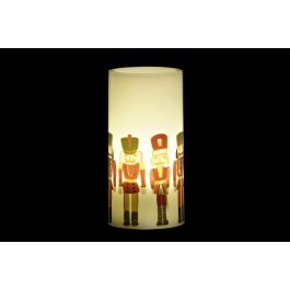 DKD Home Decor Vela LED Cera Luminosa para Decoración de Navidad Tradicional Multicolor Blanco 7.5x7.5x15 cm a Pilas 3xAAA