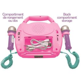 Lexibook Altavoz Bluetooth Karaoke Infantil Unicornio con 2 Micrófonos, Efectos de Luz RGB, Batería Recargable y Grabación