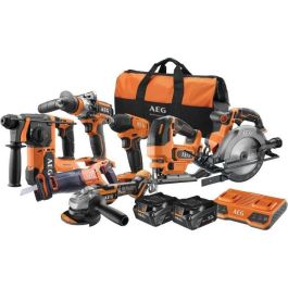 Pack taladro de percusión + perforador + destornillador de impacto + amoladora 125mm - AEG POWERTOOLS - 18 V - Con baterías y cargador Precio: 1342.49999972. SKU: B14LN7HV4A