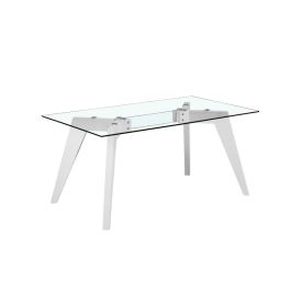 Mesa de Comedor DKD Home Decor Blanco Transparente Cristal Madera MDF 160 x 90 x 75 cm Precio: 291.69000036. SKU: B14WDQ37KY