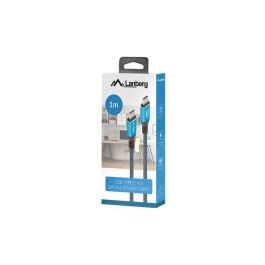 Lanberg Cable USB Tipo C 4.0 de Datos y Carga, 40 Gbps, 240W PD, 100 cm, Transmisión Video 8K, Textil Azul/Negro
