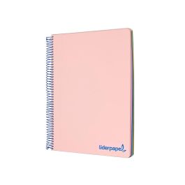 Cuaderno Espiral Liderpapel A4 Micro Wonder Tapa Plastico 120H 90 gr Cuadro 5 mm 5 Bandas 4 Taladros Color Rosa