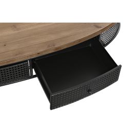 DKD Home Decor Mesa Centro Loft Desmontable de Abeto y Metal con 2 Cajones, Negro Marrón, 120x58x42 cm